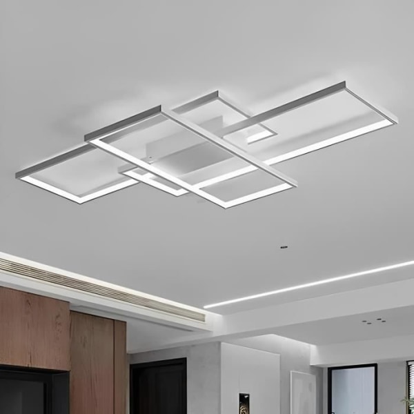 KIWAEZS Modern LED-taklampa 38W 6000K Vit fyrkantig taklampa för vardagsrum matsal - Storlek: 90*50*9 cm