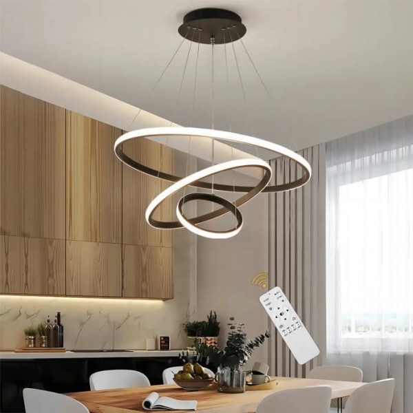 Modern LED-hänglampa svart dimbara ljuskronor för vardagsrum eller matsal - Ø.20+40+60 cm
