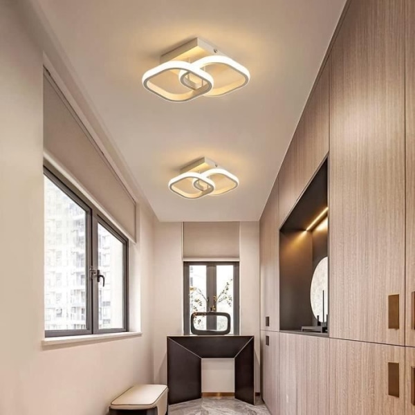 KIWAEZS Modern LED-taklampa 22W fyrkantig akryl Varmvit 3500K för sovrum Vardagsrum korridor