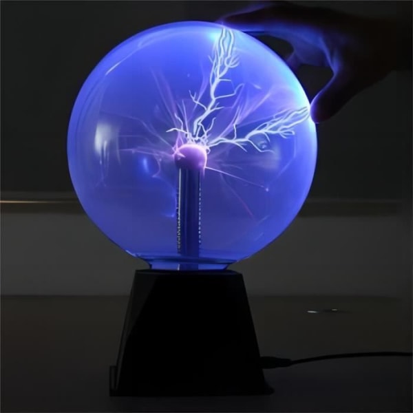 Plasmabollsljus, magisk plasmalampa känslig för beröring och röst, dekoration av stämningsljus Blixtljus nattljus 5" blå