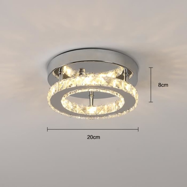 12W enkel rund kristall LED-takljus för sovrum Vardagsrum Kök Korridor Varmvitt ljus