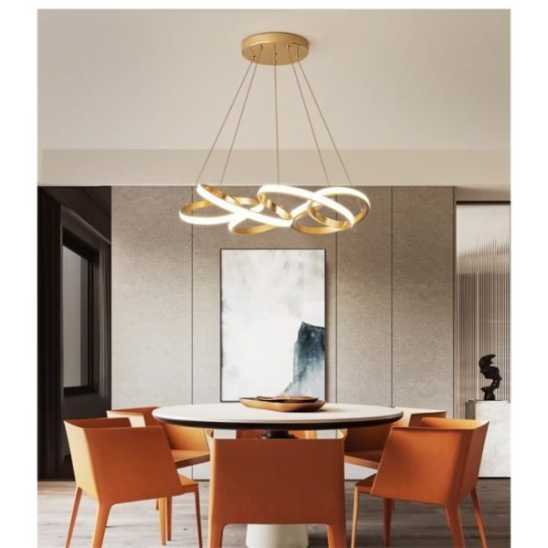 KIWAEZS 65W LED-ljuskrona, modern design, för vardagsrum och matsal, fjärrdimmer, D.50 cm