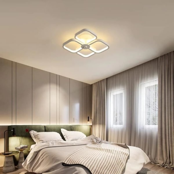 LED-taklampa 32W Modern fyrkantig taklampa Varmvit 3000K för Vardagsrum Sovrum Matsal Kontor Vit