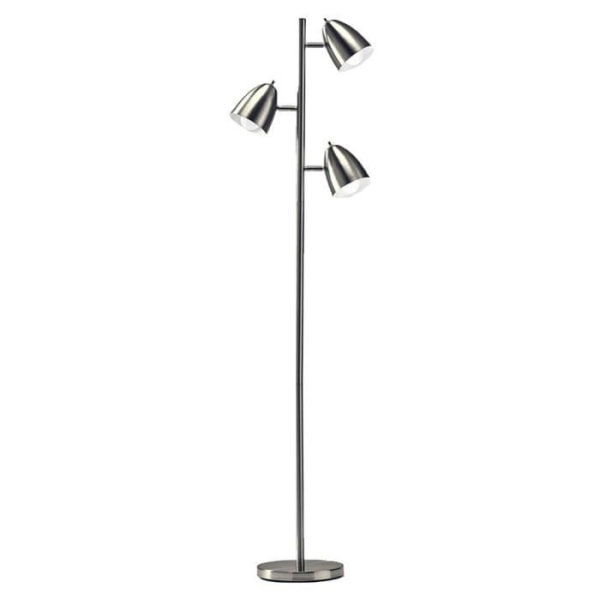 KIWAEZS Golvlampa - Silvermetall - 3 x E27 - Justerbar lampskärm - H.170 cm