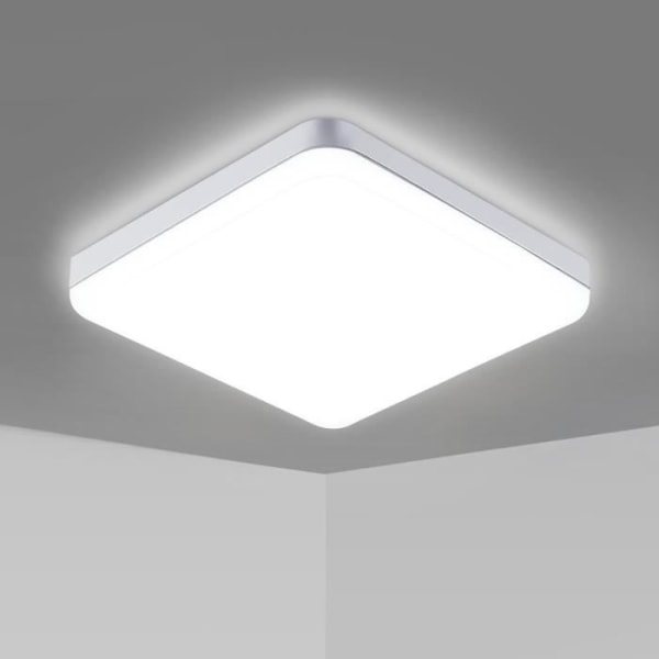 KIWAEZS Modern LED-taklampa 36W IP54 Vitt Vitt Ljus Fyrkantig Lampa för Badrum Kök