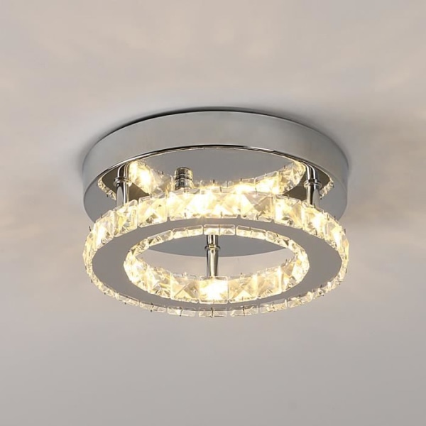 12W enkel rund kristall LED-takljus för sovrum Vardagsrum Kök Korridor Varmvitt ljus
