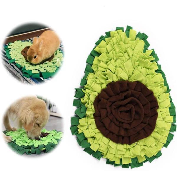 Snuffle Mat - Avocado Design with Foldable Function - For Dogs and Cats - Green Training Mat - Pet Activity