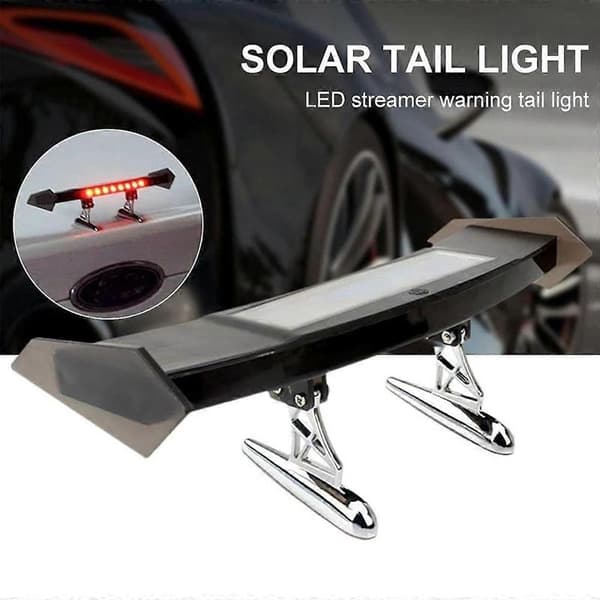 Mini Liten Solarbil LED Bakre Spoiler Vinge GT Stil Bil Varsellampe Blinklys 4 Moduser Dekorasjon-Perfekt