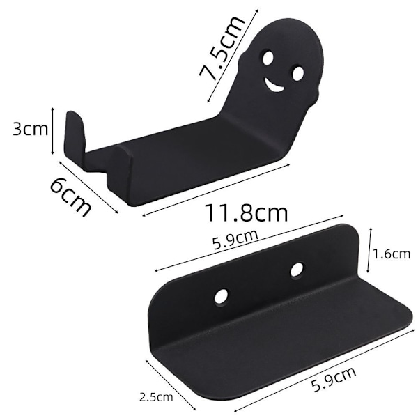 Veggkrok pedalhenger for sykler, svart, stil 2
