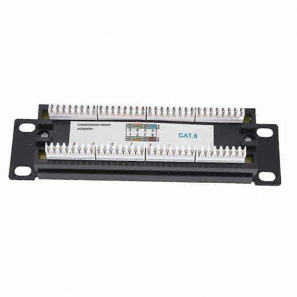 8-porters CAT6 Patchpanel 1U Rackmontert Nettverksadapter med RJ45-kontakter Black