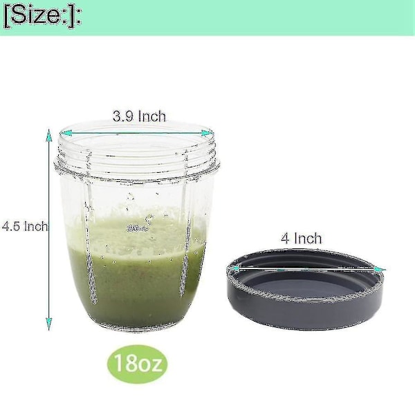 Blenderkopper og flate lokk - erstatningsdeler for Nutribullet, 2 stk