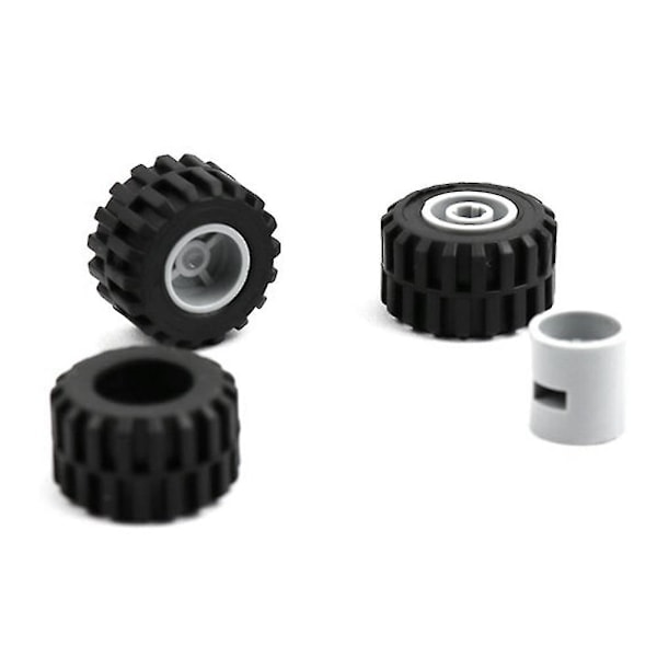 48 st Mini Hjul Axlar Paket Block Bil Tillbehör Däck Nav Klassiska Byggklossar Barn DIY Leksaker Byggklossar