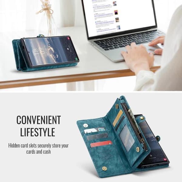 CaseMe 008 Avtakbart Multifunksjonelt Lærfutteral For Samsung Galaxy S25 Ultra 5G