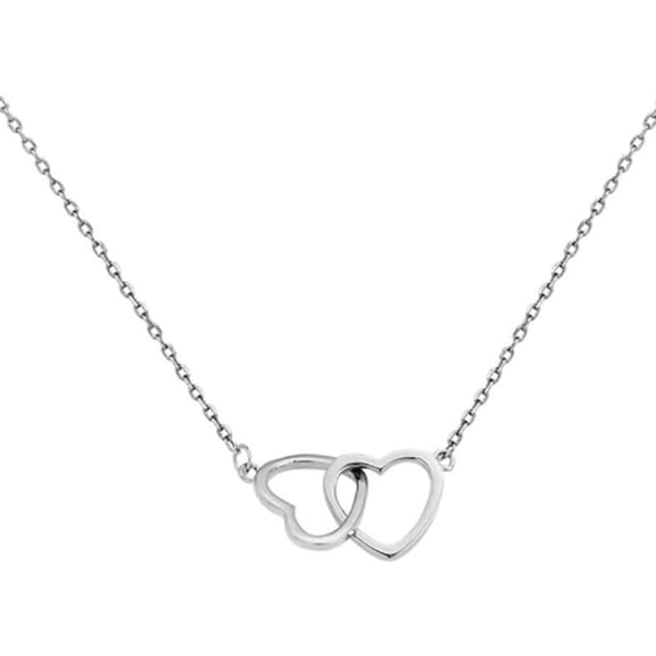 Interlocking Heart Sterling Silver Pendant Necklace for Women Teen Girls Cute Infinity Eternal Love Collar Necklace Cute Initials Heart
