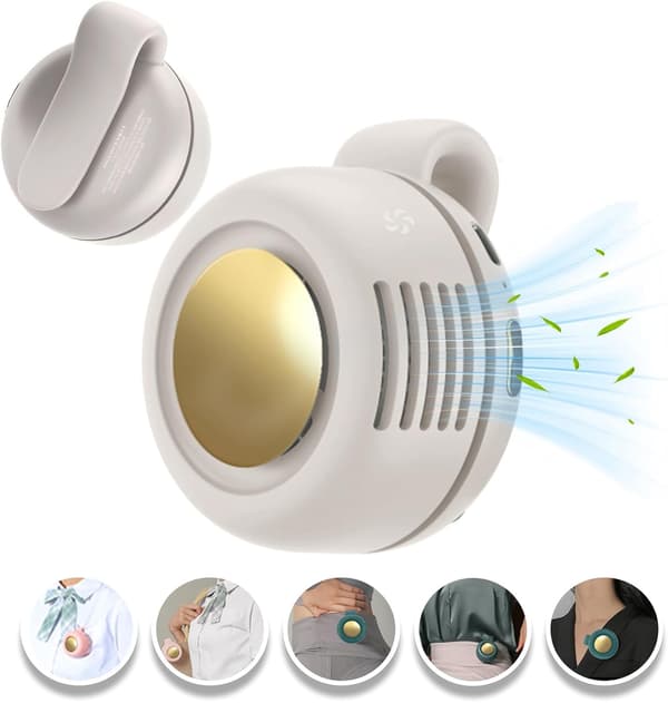 Bærbar Clip Køleventilator USB Genopladelig Mini Clip Ventilator Hals Talje Ventilator Justerbar Luftkøleventilator Hvid