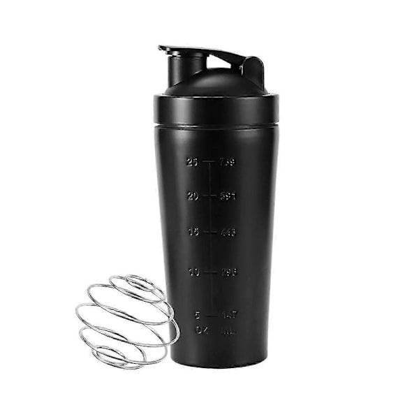 Protein shaker, longziming, Rustfrit stål, 750ml, Sort
