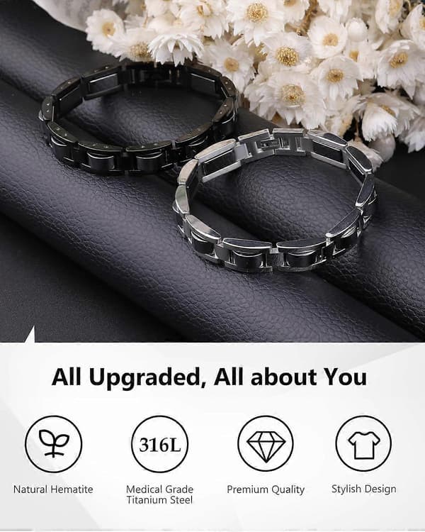 Magnetarmbånd til mænd, klassisk sort titanium rustfrit stålarmbånd med Black