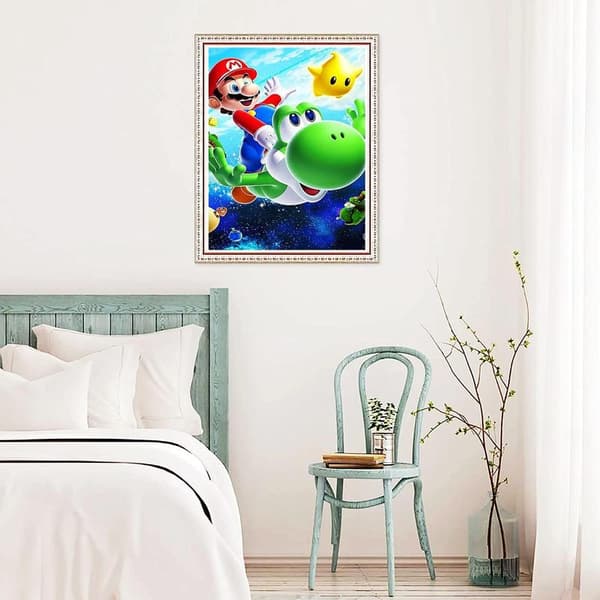Super Mario 5D Diamantmaleri Kit til Voksne (30x40cm), DIY Fuld