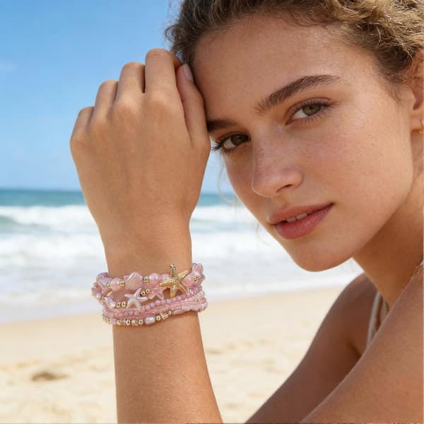Kystinspirerede stabelbare armbånd – sommerferiegave Silver