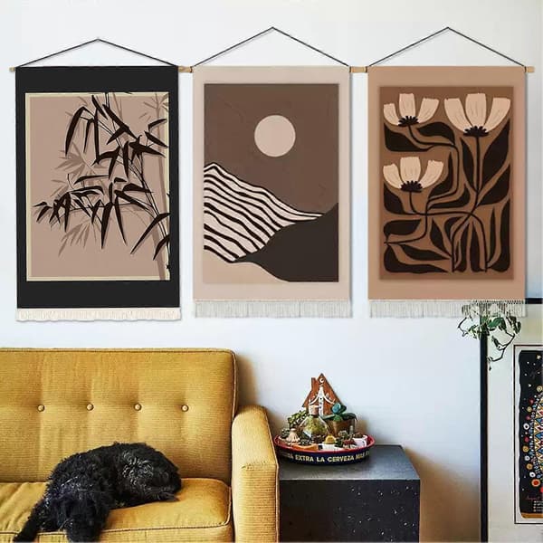 Mid-Century Gobelin – Abstrakte Dyr og Planter – til Stue og Soveværelse Small H