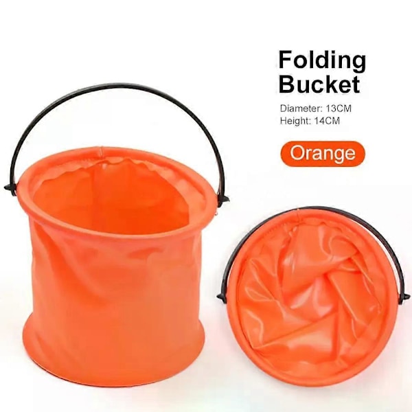 Infällbar hink för fiske, hopfällbar hink, tvätt, utomhusfiske, fyrkantig tunna, badrum, hopfällbar hink för utomhusbruk Orange