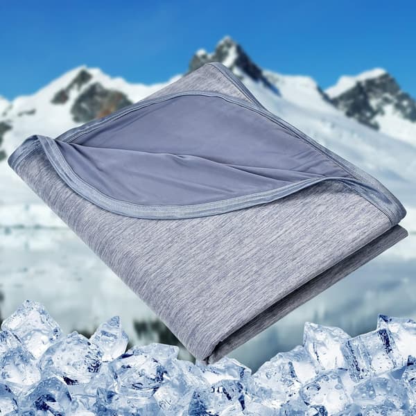 Køletæppe til varme sovende, tyndt let åndbart blødt dobbeltsidet forbedret køletæppe til sommer, lindring af nattesved Blue