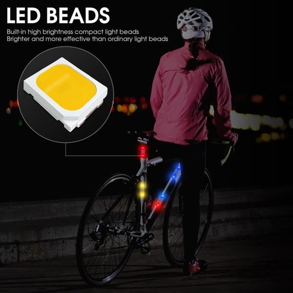 4 pcs Solar Powered Warning Lights, Mini Waterproof Solar LED Reflector with Automatic Flash Mode for Bicycle, Car, Motorcycle, Scooter