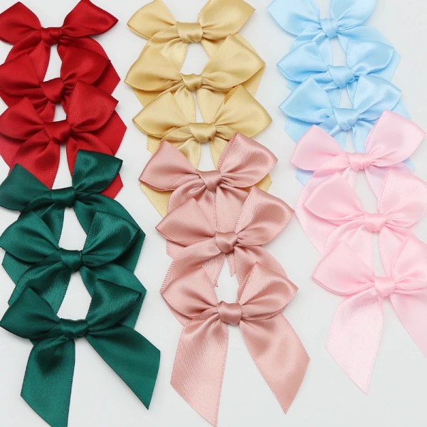 50PCS Satin Ribbon Pink Bows Decoration Small Bowknot Gift Bows For Crafts Flower Wedding Bow Birthday DIY Party Decoration