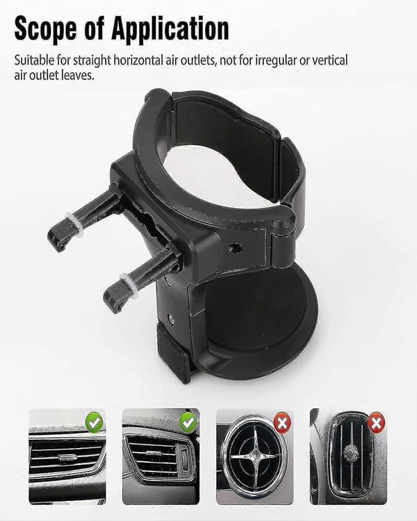 2 stk Bilkoppholder Bil Luftventil Koppholder Bil Drikkeholder Justerbar Ventilasjonskoppholder