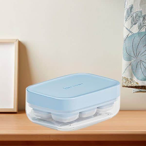 Ice Mold, Durable Soft Bottom Stackable Ice Tray for Home (blue)