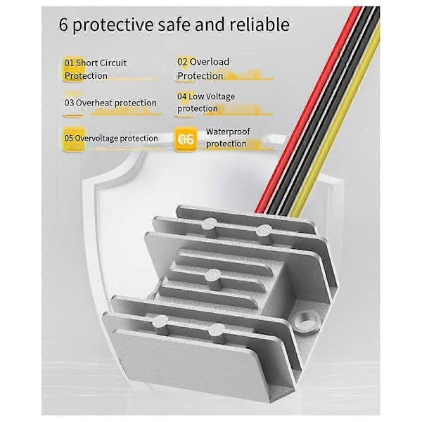Yhteensopiva DeWalt DCB-sarjan 18V/20V litiumakkuadapterin + DC-DC Step-Down -muuntajan (12V, 10A, 120W) kanssa, jossa on sulake