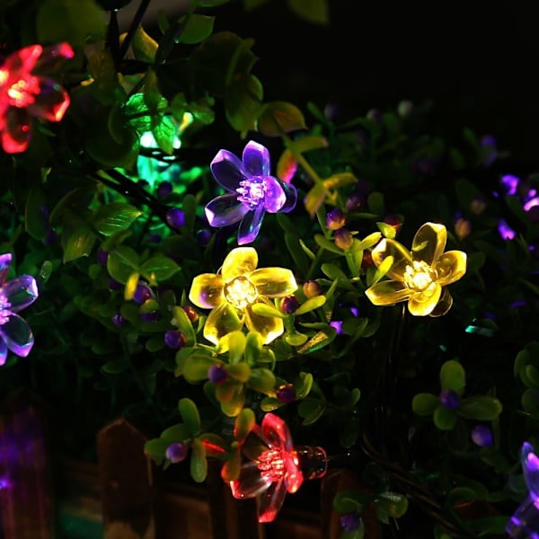 Solcellslampor utomhus blommor, 7m 50 LED-lampor