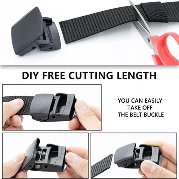 2 st herr bälte, justerbart nylon canvas bälte, utan metallspänne, snabb flygplatssäkerhetskontroll, lämplig för arbete och resor