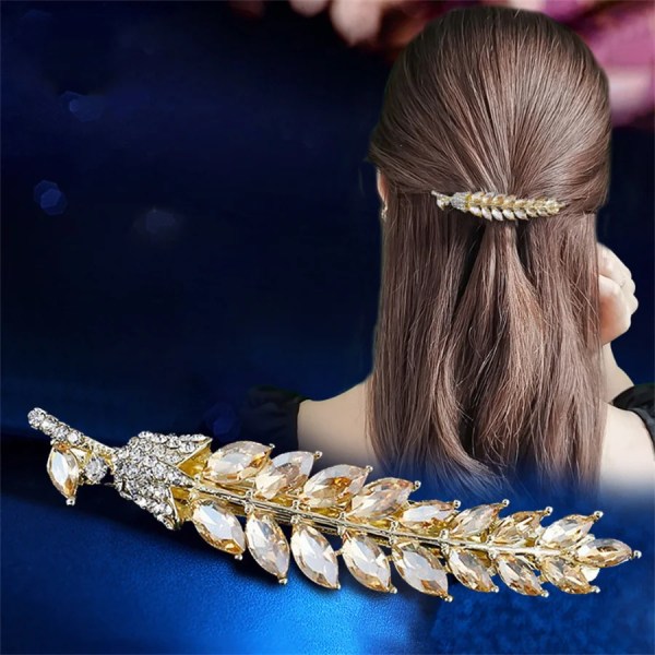 new Fashion Cubic Zirconia Silver Color Crystal leaf Hairpins Hair Clips for Women Girls Jewelry Bridal Wedding Hair Accessories