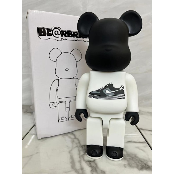 Bearbricks 400% voldelig bjørn byggeklodser bjørnmodel håndlavet samlerlegetøj gave mode ornament skulptur statue 28CM Black White