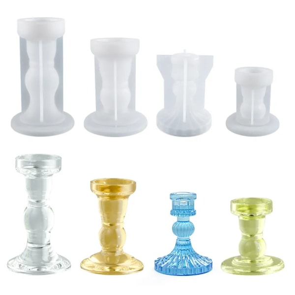 DIY Crystal Epoxy Candle Holder Silicone Mould Roman Column Candlestick Silicone  Wavy Linear Candle Holder Resin Mould