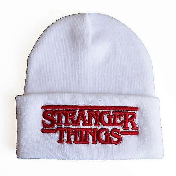 Stranger Things Lue Pullover Hatt Stranger Things Bokstaver Tredimensjonal Broderi Strikket Lue Vinter - KM 3D Black Adjustable