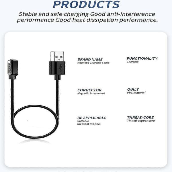 (2-pakning) Kabel kompatibel med PLAUD Note AI stemmeopptaker, robust magnetisk USB-ladekabel kompatibel med Plaud Note Ref: 2592 SZRH A-Perfet