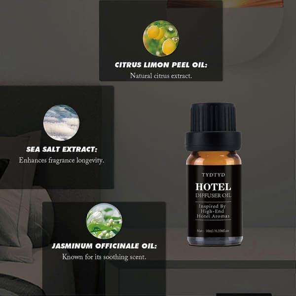 Hotel Diffuserolie Inspireret af High-End Hotelaromaer - Premium Duftolie til Ultralyds- og Vandfri Diffusere og Håndværk 10ml 3pcs