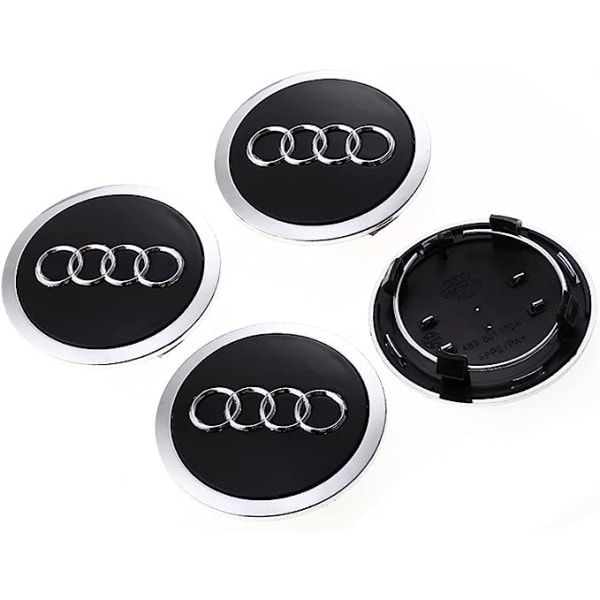 4 stk automatiske navkapsler for Audi 69MM navkapsel aluminium+ABS senter hjulkåpe ABS biltilbehør