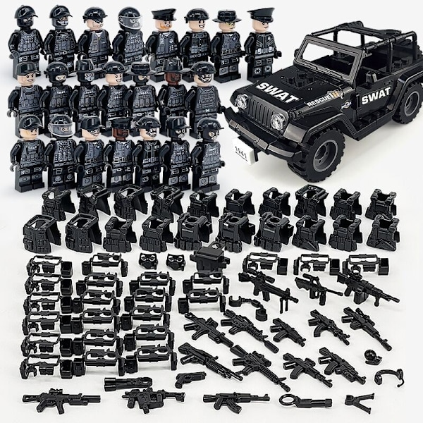 22 kpl - Sotilas SWAT Sotilasfiguuri Lelu (musta 1), Armeija WW2 Rakennuspalikat Tarvikkeet Yhteensopiva Suurten Merkkien Kanssa
