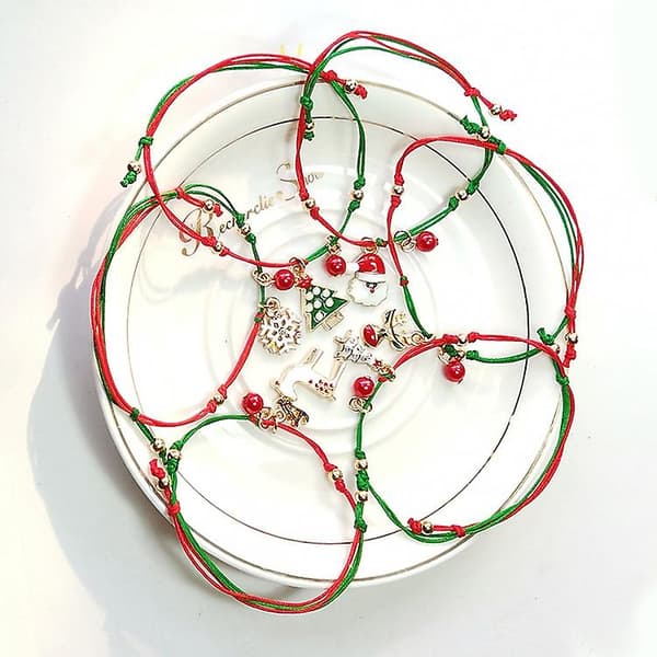 10 st julhandstickat armband julklappar, stil: älg 2
