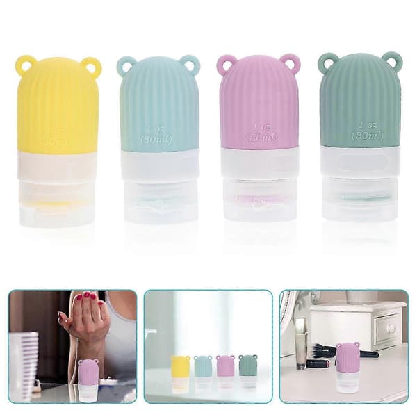 4 stk. silikonreiseflasker, påfyllbare beholdere, klembare væskebeholdere 30 ml