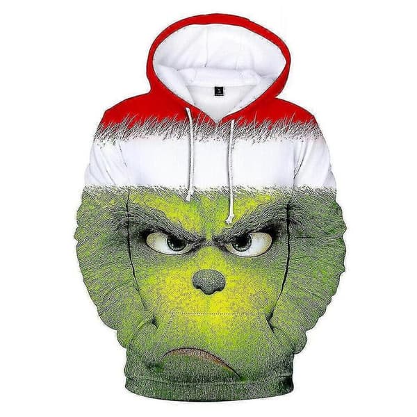 3D Grinch Hettegenser Menn Kvinner Casual Hettegenser Genser Venner Julegave Qzn Pattern A 4XL