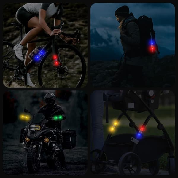 4 pcs Solar Powered Warning Lights, Mini Waterproof Solar LED Reflector with Automatic Flash Mode for Bicycle, Car, Motorcycle, Scooter