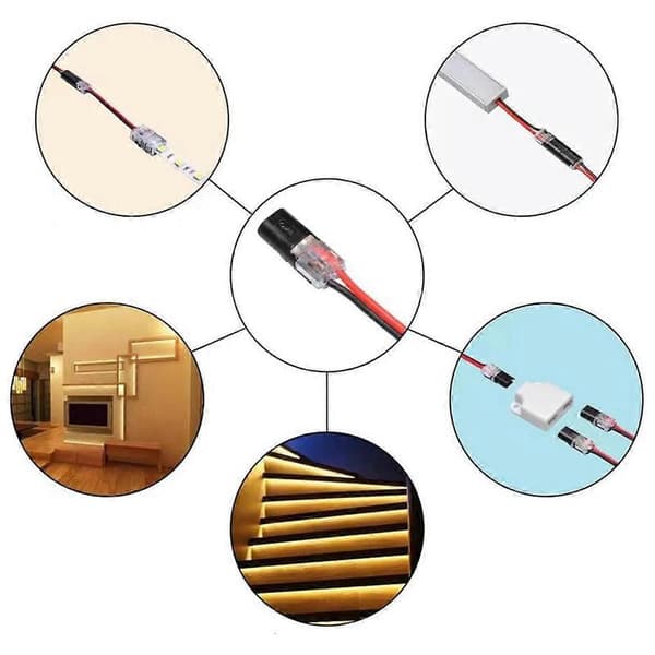 20 Pcs Double Wire Plug-in Connector, Pluggable 2-Pin 2-Way LED Wire Connector, with Locking Buckle Quick Wire Connector [HK]