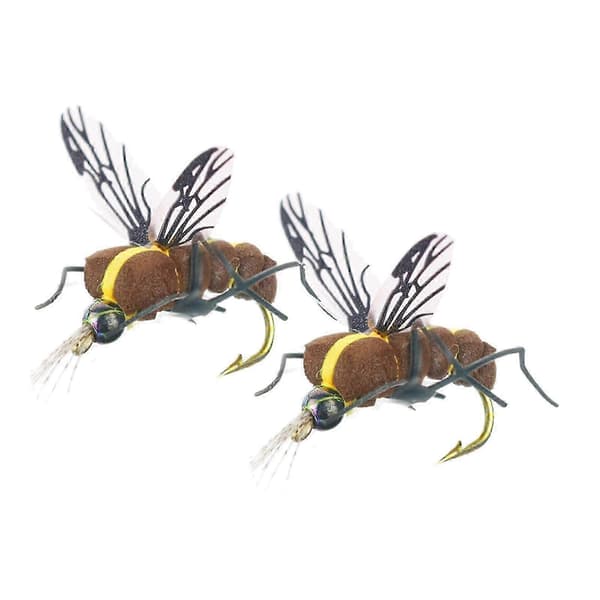 Simulering Flugor Bi Lockfiskekrokar, 2-pack Flytande Sötvattensfiskedrag, Med Förvaringslåda 17mm