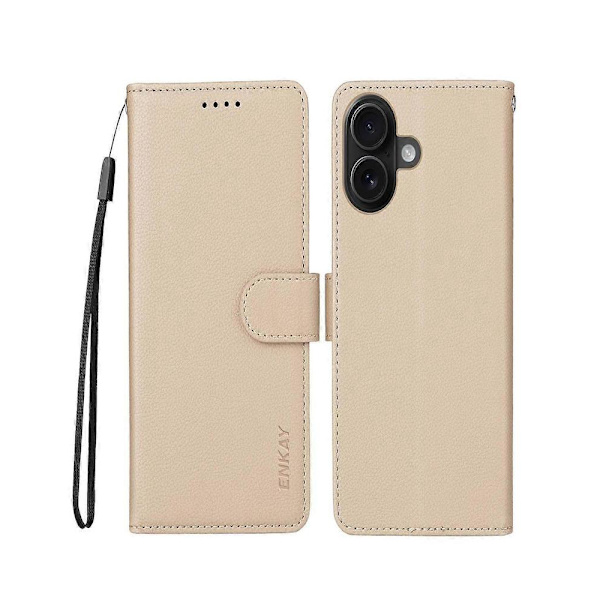 RFID-skyddande läderfodral för iPhone 17 [DB] Beige