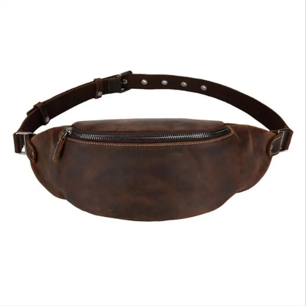 Genuine Leather Fanny Packs for Phone Pouch Bag Male Crazy horse Cowhide Leather Waist Pack Bag Men Single Shoulder Bag