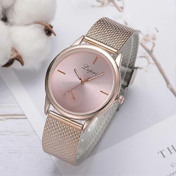 lvpai Dam Enkel Kvarts Mesh Bälte Klocka Rose Gold
